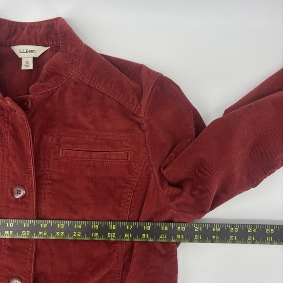 LL Bean Womens Corduroy Red Orange Jacket Button Front Size Medium Western Fall - Picture 12 of 12